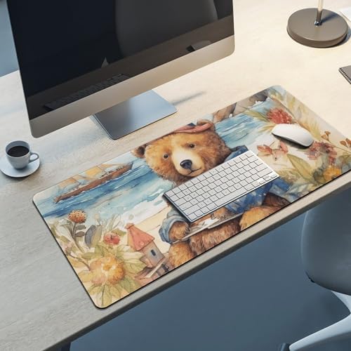 Tapis de bureau antidérapant ours imperméable et fluide - 5