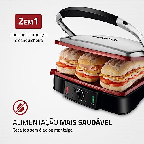 Press Grill 180°, Mondial, Preto/Inox, 2000W, 220V - PG-02 - Imagem 3