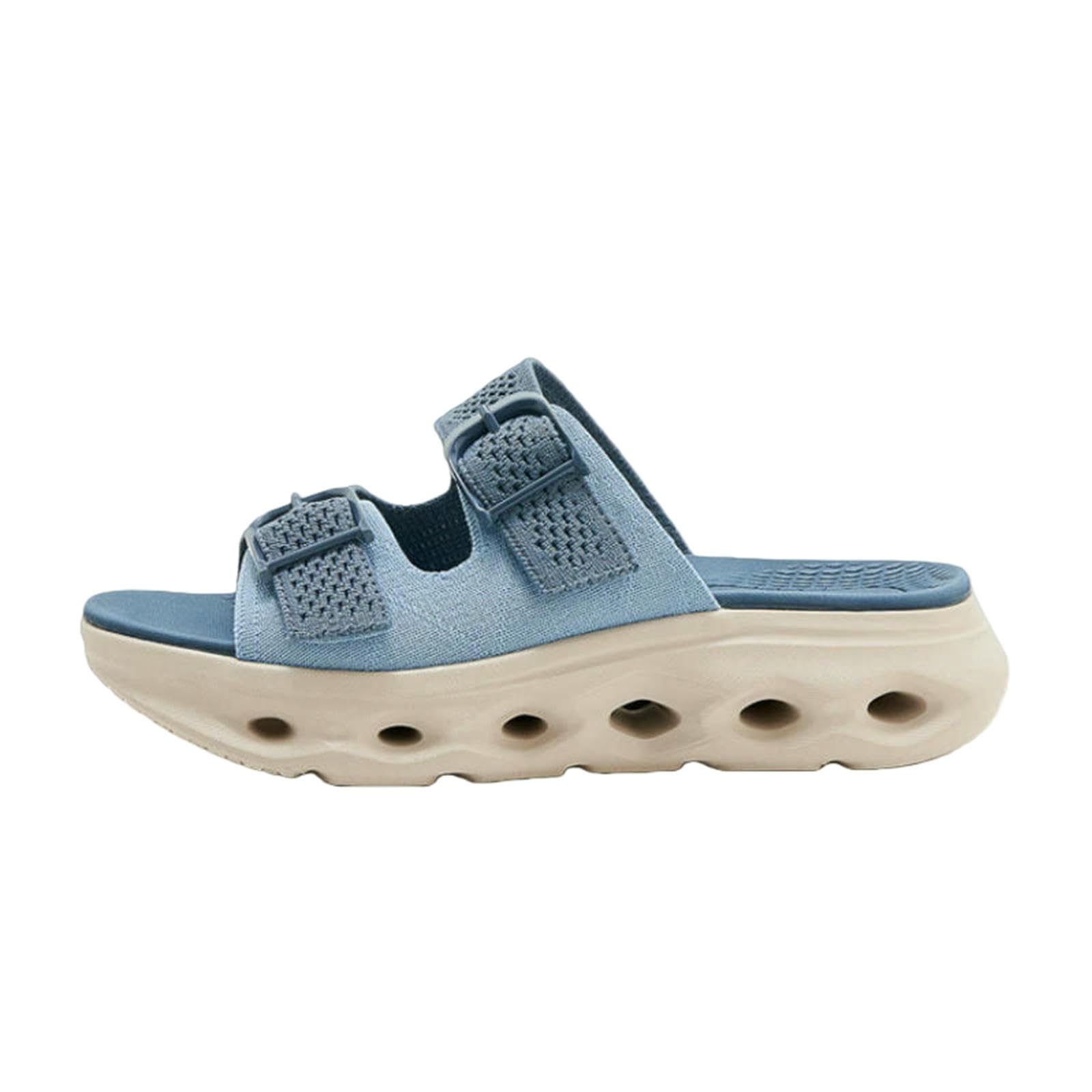 Ciabatte Estive Sandali Scorrevoli in Mesh Traspirante Blu, Cinturino Regolabile con Doppia Fibbia, Suola Spessa, Scarpe Casual Antiscivolo per La Spiaggia-698-3 Blu-36