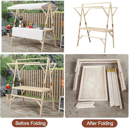 Adjustable Handle Utility Cart with Canopy - Portable Folding Food Trolley for Outdoor Events, Markets & Festivals - Ideal for Street Food Display & Vendors image 5