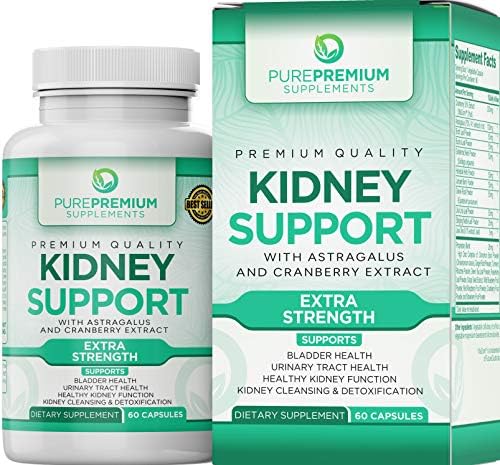 Premium Kidney Support Supplement by PurePremium (Kidney Cleanse Supplement) Supports Urinary Tract and Bladder Health – Cranberry Extract, Astragalus and Uva Ursi Leaf - 60 Caps