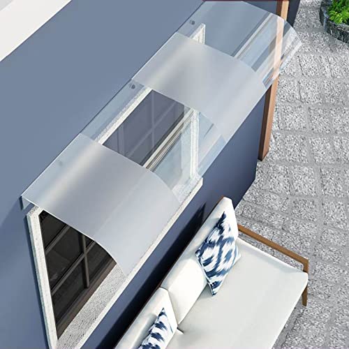 Zlovne Auvent de Porte Entrée en Polycarbonat - Marquise Véranda Extérieur pour Fenêtre Contre Pluie et Neige UV, 50% Clair et Givré
