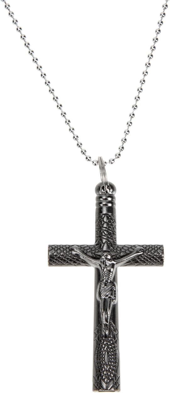 Abaodam Crucifix Necklace Drum Tuning Key Jesus Cross Necklace for Men Tuning Drums Accessories Black