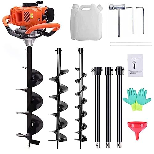 Jacgood Gas Powered 62Cc Post Hole Digger For Fence And Planting With Extention And 3" 5" & 8" Earth Auger Drill Bits. #TOP24