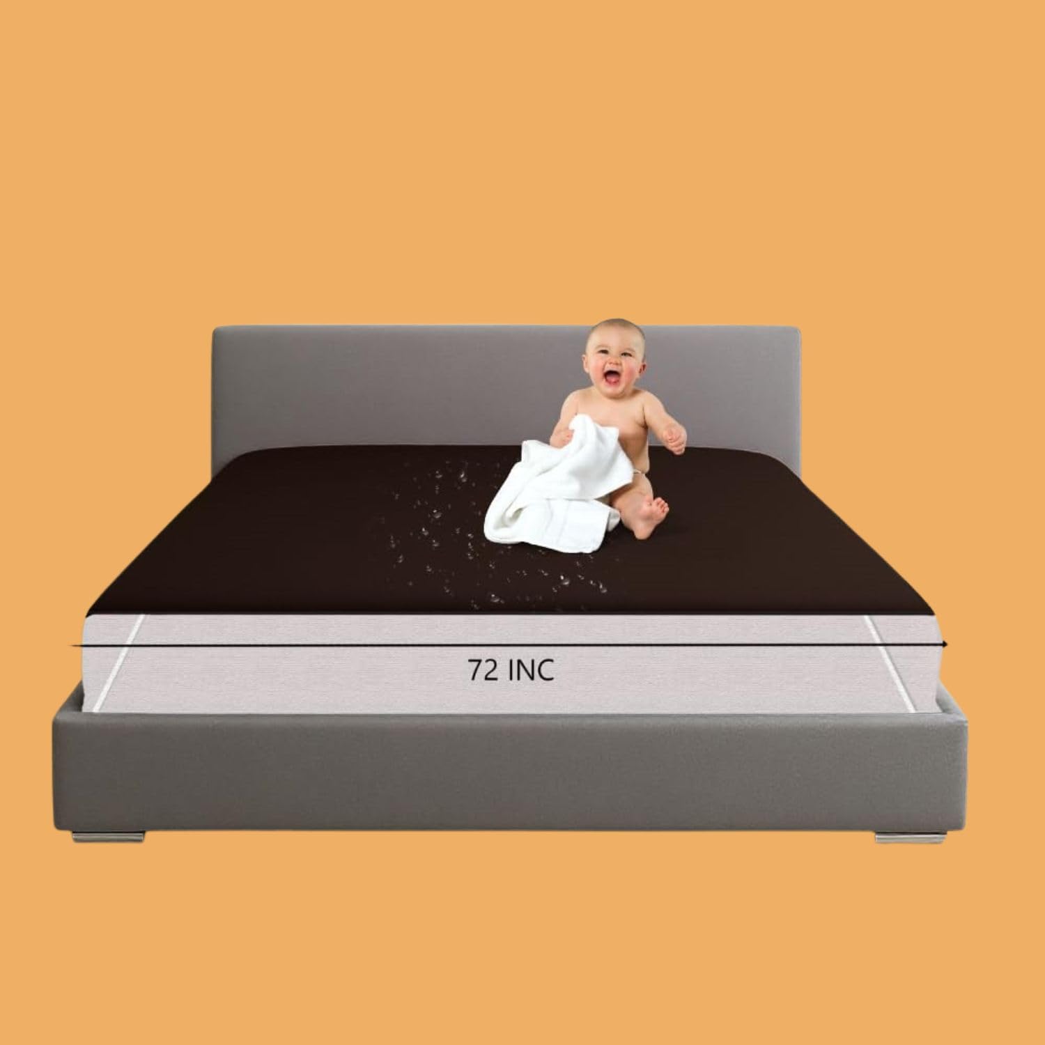 Brown Waterproof Cotton Terry Bed Mattress Protector King Size Cover-image-15