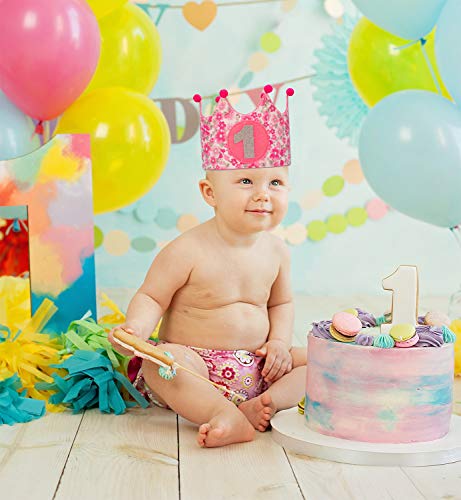 Kembilove Kroon voor de eerste verjaardag van baby's – kroon van stof voor kinderverjaardag decoratie verjaardag meisjes… - Image 6