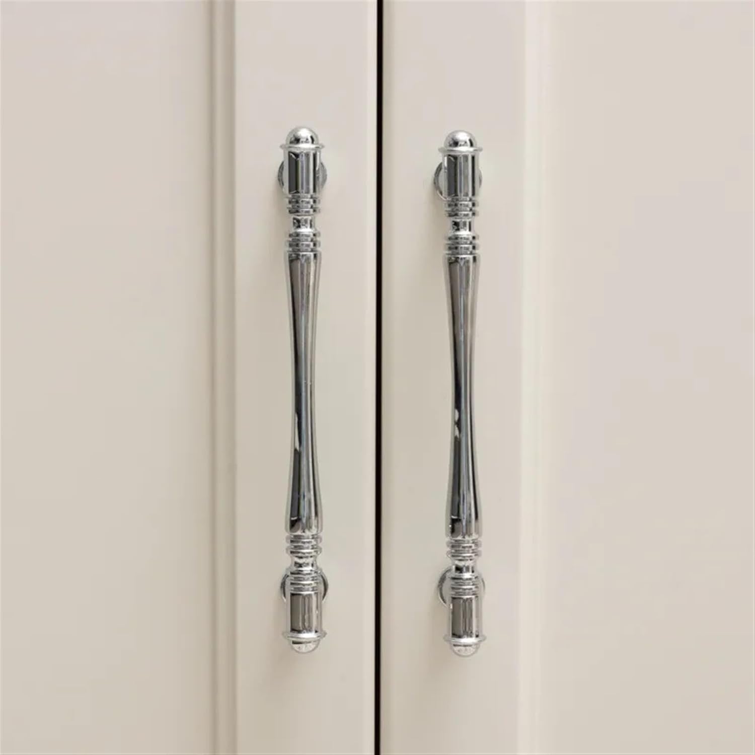 Brass Chrome Furniture Door Handles for Cabinets and Drawers Wardrobe Wine Cabinet Pulls Furniture Hardware 2Pcs(Chrome 160mm)
