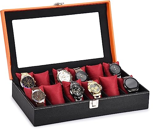 STORESHINE Mens and Womens Watch organizer holder showbox Case for 12 Watches in Black Red Black Color (B0CB1VK6ML) Amazon Price History, Amazon Price Tracker