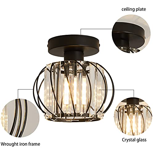 Mhuyein Semi Flush Mount Ceiling Light Fixture, Crystal Chandelier, Retro Industrial Light For Kitchen Cafe Bar Bedroom Living Room Passway Hallway #TOP4
