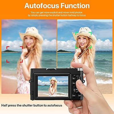 4K Digital Camera for Photography Autofocus 16X Digital Zoom, 48MP Vlogging Camera with 32GB SD Card, 3'' 180 Flip Screen Compact Camera,2 Batteries