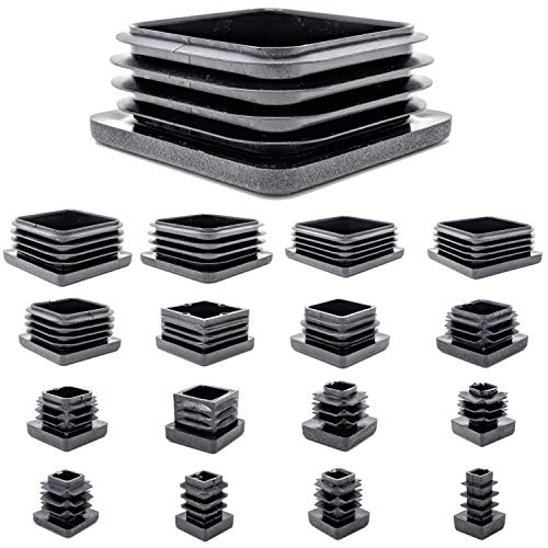 Image of 40x40mm Plastic End Caps, Square Tube Inserts (Pack of 4, Black) See Second Image for Ordering Guide - Made in Germany