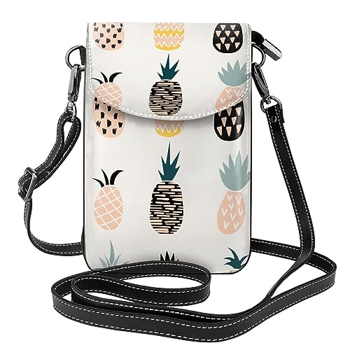 JCAKES Bolso cruzado para teléfono para mujer, diseño de piña, bolso móvil de piel sintética, bolso pequeño para teléfono, bolsa para teléfono celular, bolso cruzado para hombro, cartera para