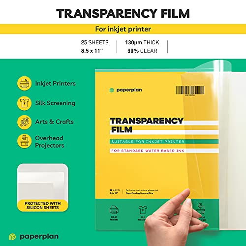 90% Clear Sticker Paper For Inkjet Printer (20 Sheets) And Transparency Paper Sheets For Inkjet Printer (25 Sheets - 8.5 X 11") - Glossy 8.5 X 11 - Transparency Film #TOP4
