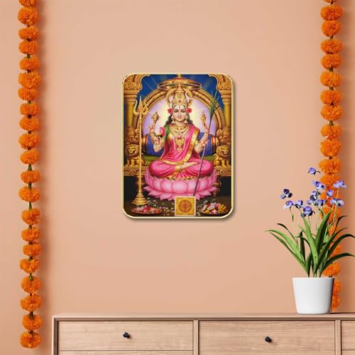 Image of SAF Divine Maa Lakshmi Wall Art with Table Top Stand & Wall Hanging Hole | Premium MDF Religious Painting for Mandir Living Room Bedroom Office Home Decor Gift