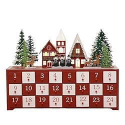 PE Christmas Wooden Advent Calendar with LED Lights