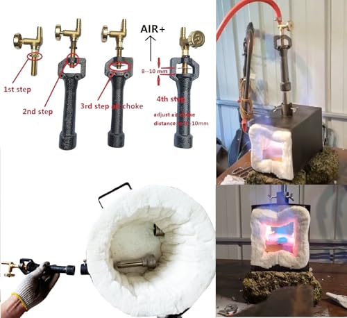 12KG Propane Melting Furnace with Double Burners & Crucible Kit – 2552℉ High Temp, Adjustable Airflow，2inch Ceramic Fiber Insulation, Safe Foundry Metal Smelter for Gold/Silver/Copper/Aluminum/Brass by Lava Furnace - Image 5