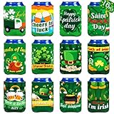 jollylife 16PCS St Patricks Day Decorations Can Cooler Sleeves for Saint Patricks Day Shamrock Party Supplies