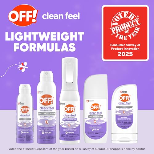 OFF! Clean Feel Travel Size Insect Repellent Aerosol, Fragrance-Free Bug Spray for Lasting Protection from Mosquitoes and Ticks, 2.5 oz