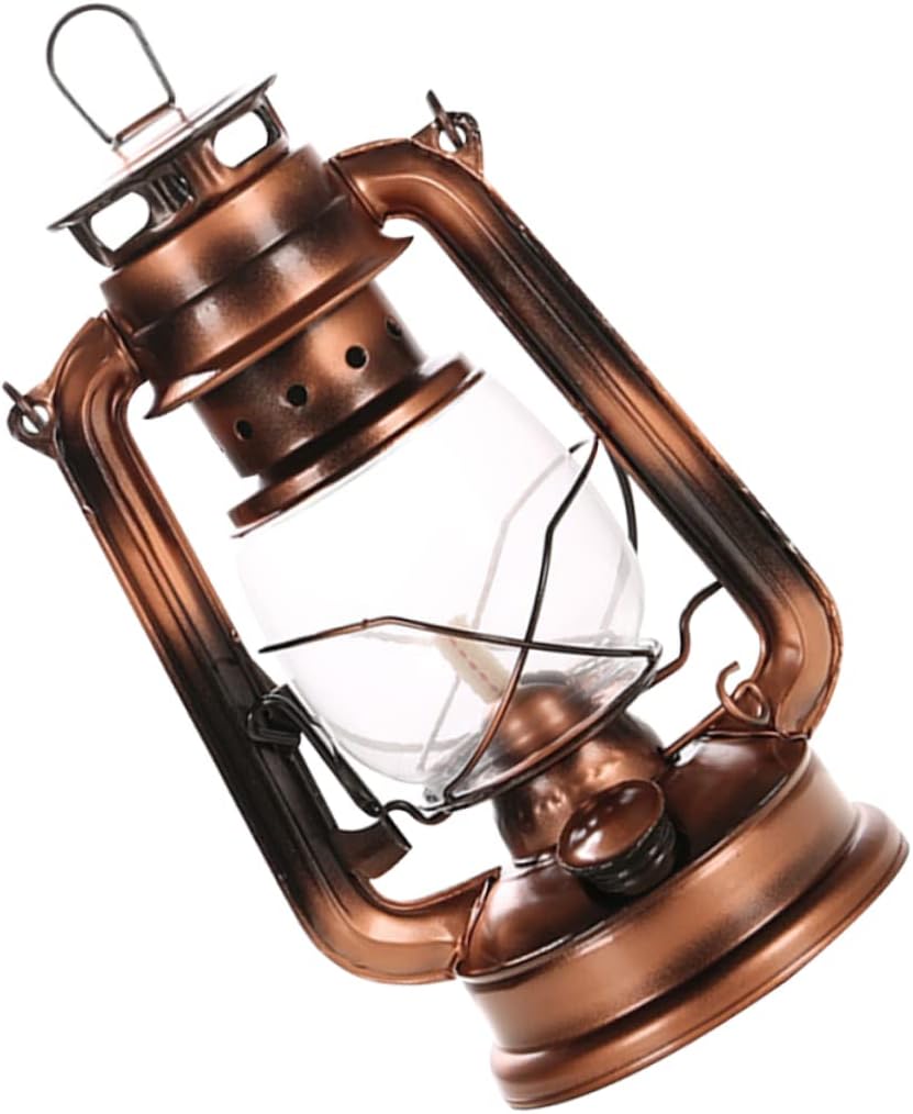 1pc Retro Oil Lamp Portable Camping Lantern Iron Made Outdoor Hanging Light Halloween Decor