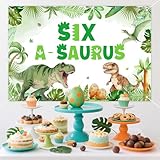 Jollyboom Dinosaur 6th Birthday Decorations, Six a Saurus Birthday Decorations Backdrop Banner for Dinosaur Jungle 6 Year Old Boy Girl Party Background Supplies 3 x 5 ft