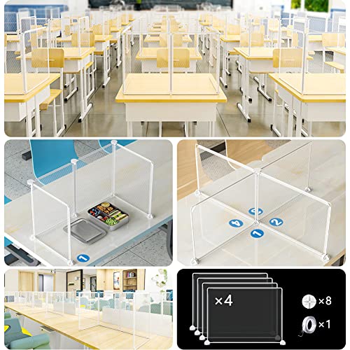 Counter And Desktop Sneeze Guard, Plastic Student Desk Dividers, Transparent Protective Partition, Prevent Sneeze And Droplets, Used For Classrooms, Restaurants, Office Etc.(4Pcs,11.8X17.7In) #TOP1