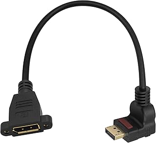 Poyiccot Displayport Extension Cable Up Angle 90 Degree Displayport to DisplayPort Male to Female DP to DP Extender with Screw Panel Mount for Audio and Video, 30cm/12inch