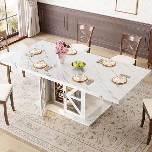 LVB Modern Dining Table for 4 to 6, White Rectangle...