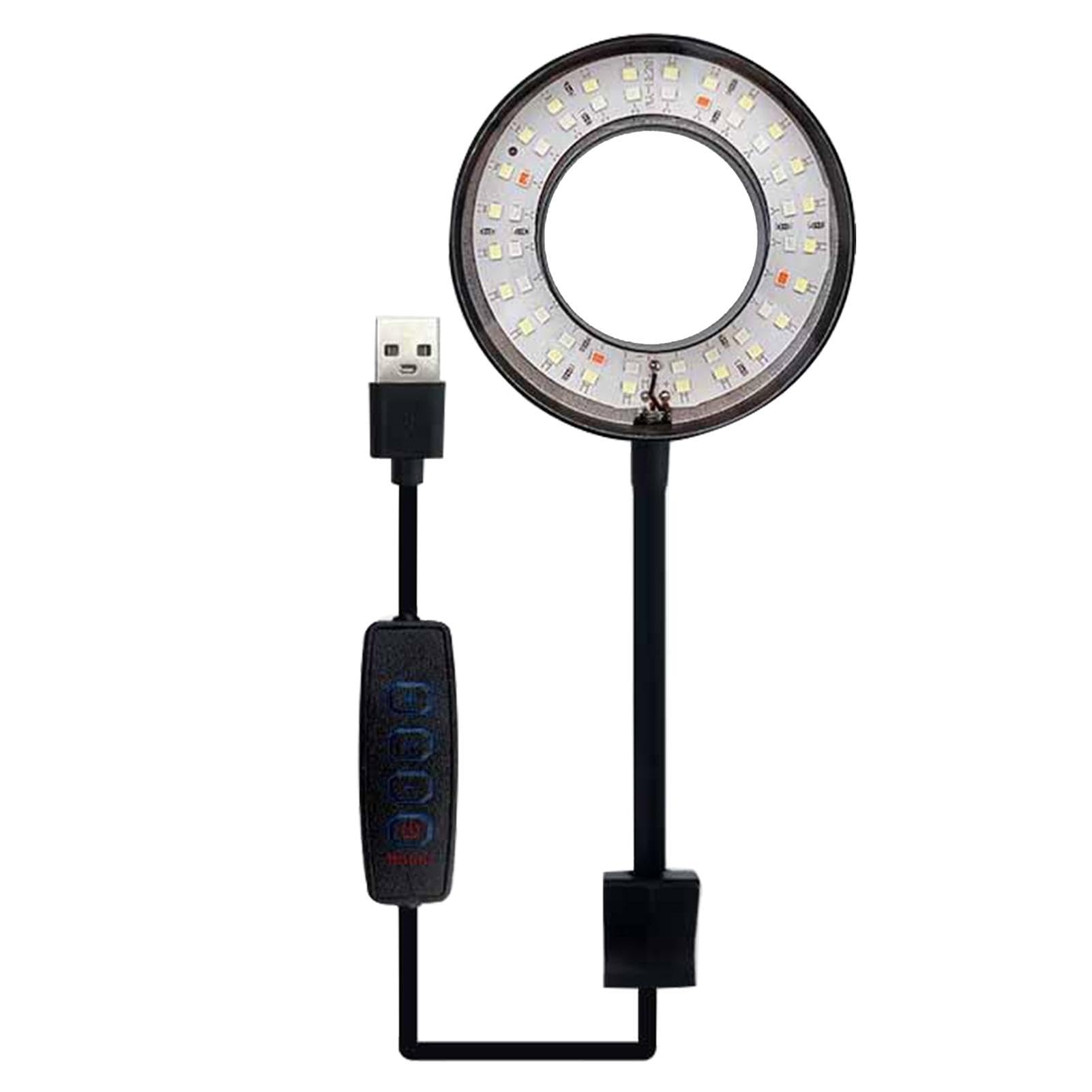 Halatua Luz LED para acuario | Luces LED para acuario, luces de pecera, luz LED, rotación de 360°, 8 W, enchufe USB, bajo consumo, luces coloridas para acuarios, peceras, piscinas pequeñas