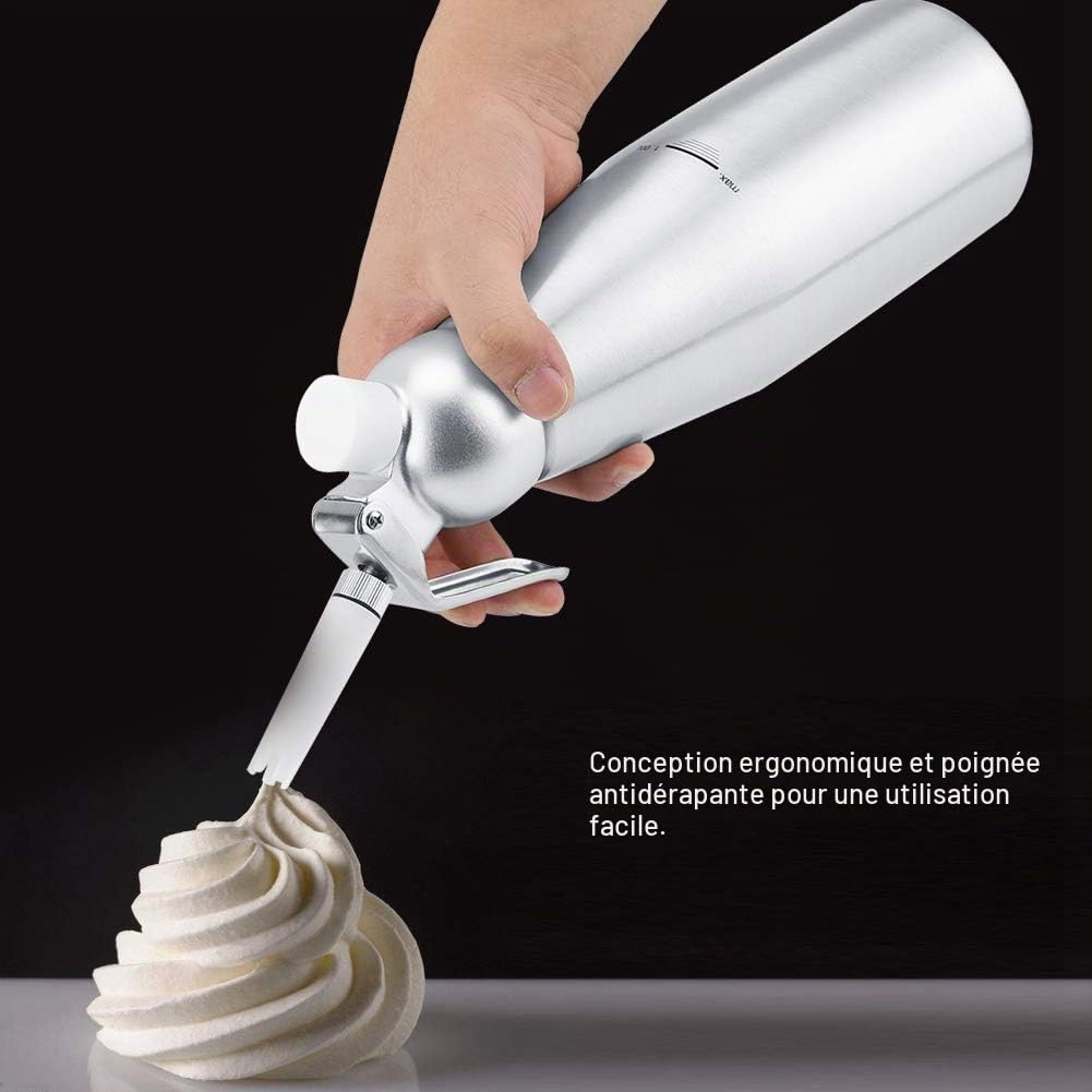Distributeur de crème, distributeur de crème fouettée professionnel 1L mousseur pour cuisine