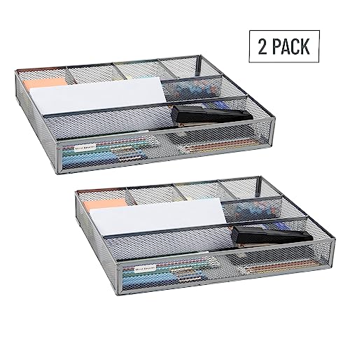 Lot de 2 accessoires de bureau en treillis métallique noir 6 compartiments Mind Reader - 8