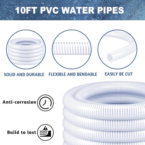 Frienda 10ft 2" Dia Pond Tubing Clear Flexible PVC Pipe Swimming Pool Replacement Hose Long Corrugated Non Kink Drainage Hose with White Helix Reinforced Tube for Pool Spas Garden Ponds Aquariums by Frienda - Image 5