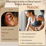 Roheafer 4 sztuki kolczyków usznych dla kobiet, regulowane kolczyki do chrząstki bez otworu, fałszywy kolczyk z 14-karatowym złotem, hipoalergiczny pozłacany, Mosiądz, Bez kamieni szlachetnych