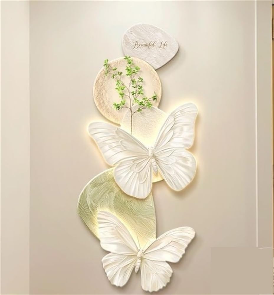 SXSCARKX Wall Hanging Decor, Modern 3D Butterfly Art, Painting with LED Light, Sculptures Art Planter Picture for Living Room, Bedroom