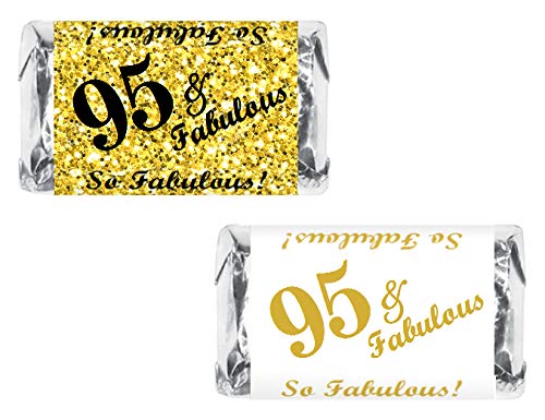 95 & Fabulous Miniatures Candy Bar Wrapper, (Set of 60) Mini Candy Bar Stickers Labels; Birthday Party Favor Décor. Candy Not Included. Made in USA