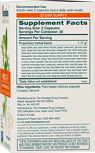 Himalaya Mindcare/Mentat, Nootropic Brain Supplement Booster For Mental Sharpness, Focus, Memory, And Cognitive Wellness, 1170 Mg, 60 Capsules, 1 Month Supply #TOP1