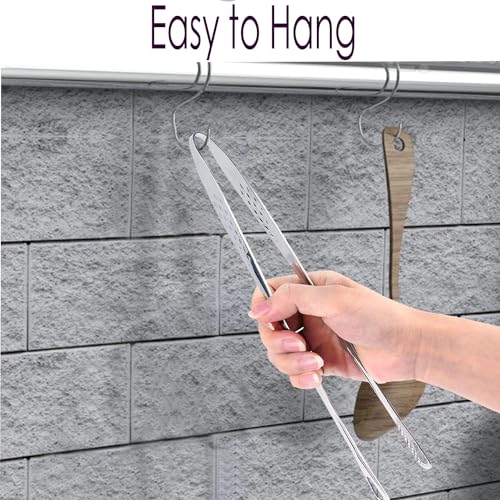 2 Stück Grillzange, Steakzangen Edelstahl, Koreaner Grillzangen, Küche Lebensmittelzange, Japanischer Grillzangen, zum Salat, Fisch, Steak, Grill, Buffet, Fleisch– Silber