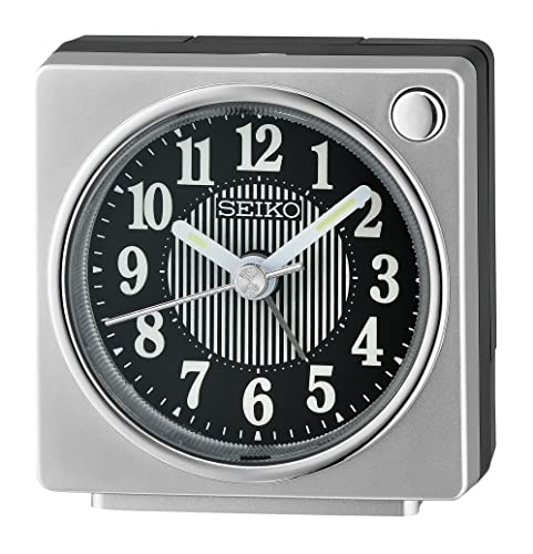 Seiko Clocks QHE197S Alarm Clock, Grey, Rectangular