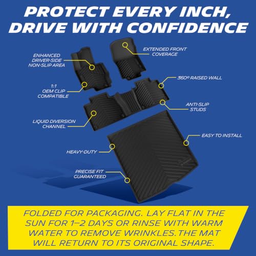 Image of Michelin Vehicle Mats for 2020-2026 Mercedes Benz GLE SUV (W167) 5 Seat | Liners Fit GLE350 /450 /450e /580 /AMG53 /AMG63 S, Not fit Coupe&7-Seat, All-Weather Custom Fit Floor Mats&Trunk /Cargo Mat, 4PCS