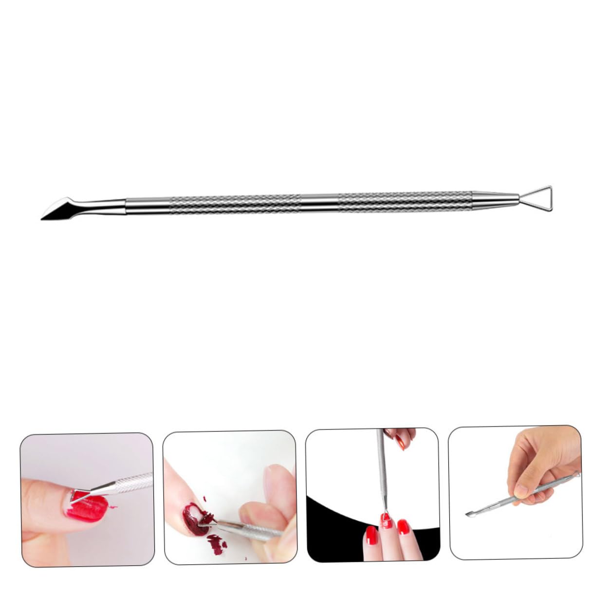 HAPINARY Stainless Steel Cuticle 4 Pack Nail Art Tools Nail Polish Remover Manicure Pusher and