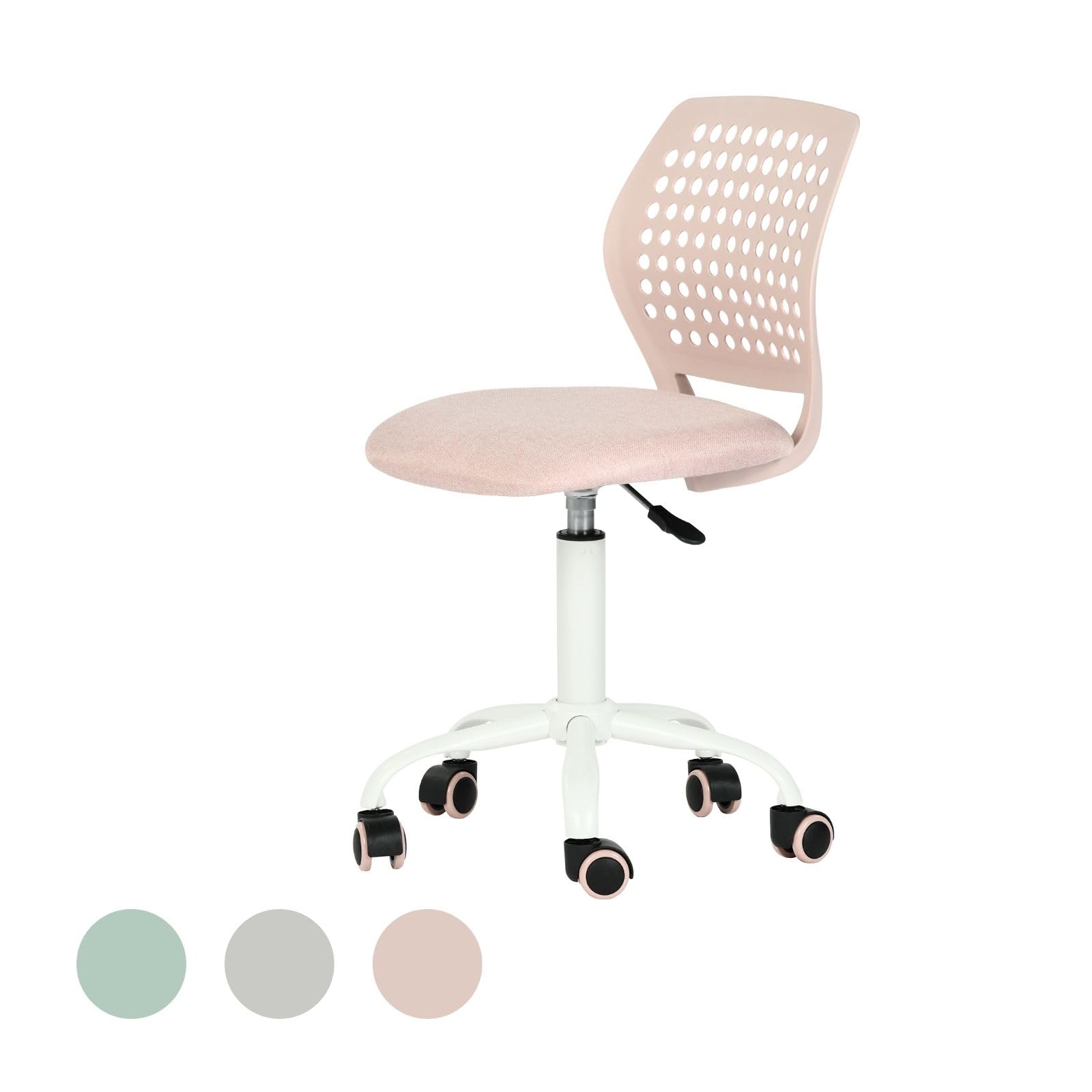 FurnitureR Sedia da gaming senza braccioli, sedia girevole regolabile in altezza con ruote, sedia da scrivania ergonomica per gaming e home office, girevole a 360°, 3 colori a scelta