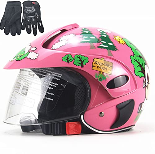 RJHH Cascos de Motocicletas Off-Road para niños, Cascos para Motocicletas Infantiles para niños y niñas, Bicicletas, Scooters, Deportes al Aire Libre, Apto para 2-8 años,Rosado Cover