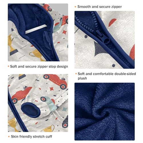 CHIFIGNO Shark Vintage Hooded Jacket with Hood Kids Fleece Jacket for Fall Winter Toddler Boy Zip up Hoodie 3-10Y3