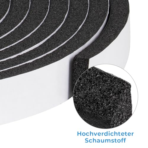 Storystore Dichtungsband Selbstklebend, Schaumstoff Dichtungsband 25 mm(B) x10 mm(D), Moosgummi selbstklebend für Tür Fenster, türdichtung, wetterfest, Anti-Kollision, Schalldämmung, Gesamtlänge 5 m