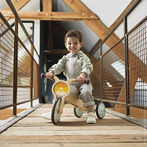 Janod - 2-in-1 Schaukel Dreirad aus Holz - Anpassbare Baby Wippe - Motorik und Gleichgewichtssinn Entwickeln - Baby Holzspielzeug - FSC-Zertifiziert - Ab 12 Monaten, J03284