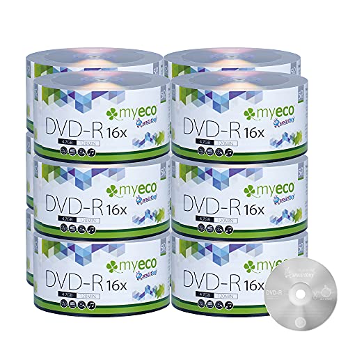 600 Pack MyEco DVD-R 16X 4.7GB/120Min Silver Logo Top Write Once Blank Media Record Disc