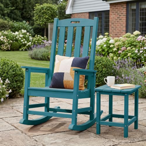 Image of Psilvam Oversized Outdoor Rocking Chair, HDPE Porch Rocker (Blue)