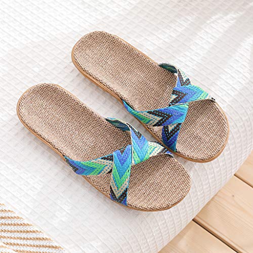 Women Band Linen Home Slippers Summer Non-slip Open Toe Flat Indoor Slippers House Slippers2