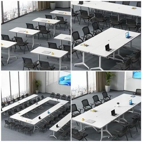 Klappbarer Trainingstisch mit Drop-Blatt-Oberseite, tragbar, für Bürokonferenzen, Meetings, Seminare, Schreiben, Drucken, Podcasting, Set mit 4 Rollen (160 x 60 x 75 cm)