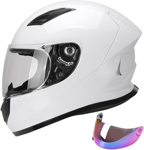 JAGASOL DOT - Casco ligero de cara completa para motocicleta de calle con visera extra tintada para adultos, hombres y mujeres, aprobado por DOT