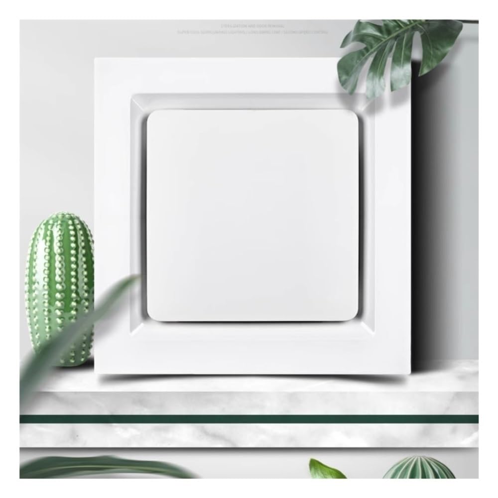 Aspiratore da bagno silenzioso con luce, Ventilatore di ventilazione ultrasottile silenzioso da soffitto for cucina e bagno, 30x30 cm, scarico integrato , per garage, soffitta e pollaio(Silver)